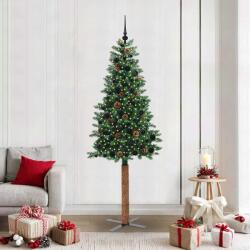 vidaXL Brad de Craciun subtire Verde 210 cm PVC si lemn de PIN masiv GartenMobel Dekor (3394878)