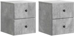 vidaXL Set 2 noptiere suspendate gri beton, 34, 5 x 33 x 40 cm, montaj pe perete (899152)