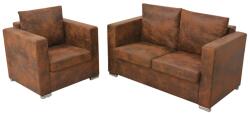 vidaXL Set canapea 2 piese Imitatie piele întoarsa GartenMobel Dekor (274883) Canapea