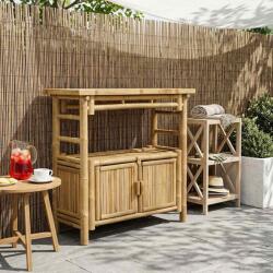 vidaXL Masa de consola cu raft cu usa natural 80 x 35 x 75 cm Bambus GartenMobel Dekor (42028059)
