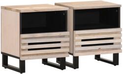 vidaXL Noptiere, 2 buc. , 40x34x46 cm, lemn masiv mango albit GartenMobel Dekor (377473)