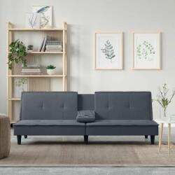 vidaXL Canapea extensibila cu suporturi de pahar, gri închis, catifea GartenMobel Dekor (351921) Canapea