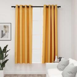 vidaXL Draperii opace aspect in, cu ocheti, 2 buc. , galben, 140x175 cm GartenMobel Dekor (321192)
