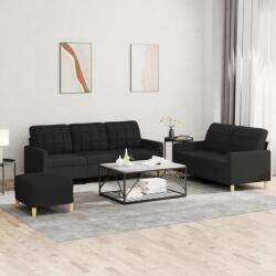 vidaXL Set de canapele cu perne, 3 piese, negru, textil GartenMobel Dekor (3201318) Canapea