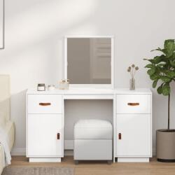 vidaXL Set de masa de toaleta cu oglinda, alb, lemn masiv de pin GartenMobel Dekor (3107835)