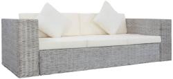 vidaXL Canapea de 3 locuri cu perne, gri, ratan natural GartenMobel Dekor (283071) Canapea