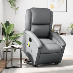 vidaXL Fotoliu masaj rabatabil electric cu ridicare, gri, piele eco GartenMobel Dekor (3204250)