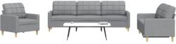 vidaXL Set de canapele, 3 piese, gri deschis, textil GartenMobel Dekor (3278287) Canapea
