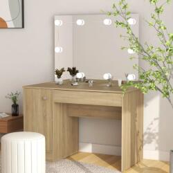 vidaXL Masa de machiaj cu lumini LED, stejar, 110x55x145 cm, MDF GartenMobel Dekor (331553)