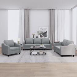vidaXL Set de canapele cu perne, 3 piese, gri deschis, textil GartenMobel Dekor (3201770) Canapea