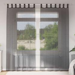 vidaXL Perdele din voile cu tabla 2 buc Negru GartenMobel Dekor (4102259)