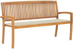vidaXL Banca de gradina stivuibila cu perna, 159 cm, lemn masiv de tec GartenMobel Dekor (3063308)