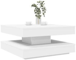 vidaXL Masuta de Cafea Rotativa 360 Grade pentru Living cu Raft Depozitare, PAL Alb, 70x70x35 cm (858479)