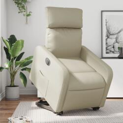 vidaXL Fotoliu rabatabil electric cu ridicare, crem, piele ecologica GartenMobel Dekor (3206764)