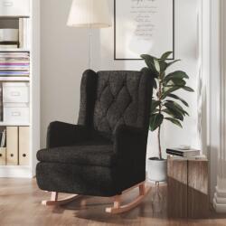 vidaXL Fotoliu cu picioare balansoar din lemn de hevea negru textil GartenMobel Dekor (329407)