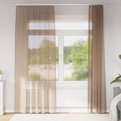 vidaXL Perdele Voile cu buzunare pentru bare 2 buc maro deschis GartenMobel Dekor (4102224)