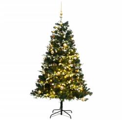 vidaXL Brad Craciun artificial articulat cu 150 LED-uri/globuri 150 cm GartenMobel Dekor (3210284)
