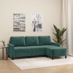 vidaXL Canapea cu 3 locuri si taburet, verde închis, 180 cm, catifea GartenMobel Dekor (3201057) Canapea