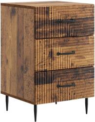 vidaXL Noptiera cu 3 sertare din lemn prelucrat, finisaj lemn vechi, 43x41x66, 5 cm (894793)