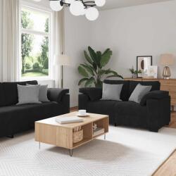 vidaXL Set de canapele cu perne, 3 piese, negru, catifea GartenMobel Dekor (3324672) Canapea