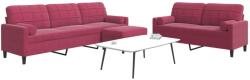 vidaXL Set canapea cu perne/rulouri, 3 piese, rosu vin, catifea GartenMobel Dekor (3278505) Canapea