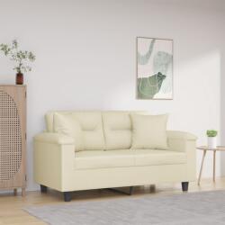 vidaXL Canapea cu 2 locuri cu pernute, crem, 120 cm, piele ecologica GartenMobel Dekor (3200984) Canapea