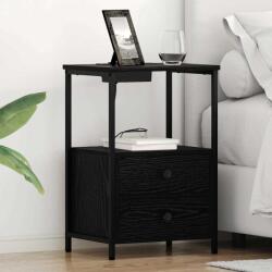 vidaXL Cabinet de noptiere cu statie de încarcare 2 pcs Stejar negru GartenMobel Dekor (859441)