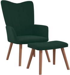 vidaXL Scaun de relaxare cu taburet, verde închis, catifea GartenMobel Dekor (327668)
