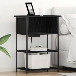 vidaXL Noptiera stejar negru 55 x 31 x 76 cm, cu statie de încarcare (859500)