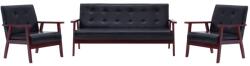 vidaXL Set canapea, 3 piese. , negru, piele artificiala GartenMobel Dekor (279136) Canapea