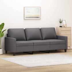 vidaXL Canapea cu 3 locuri, gri, 180 cm, piele ecologica GartenMobel Dekor (359144) Canapea