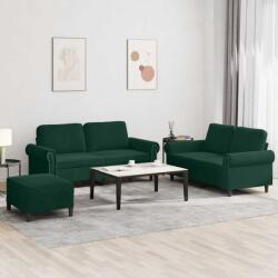 vidaXL Set de canapele cu perne, 3 piese, verde închis, catifea GartenMobel Dekor (3202222) Canapea