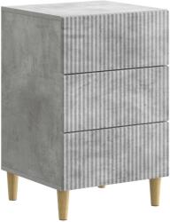 vidaXL Noptiera gri beton cu 3 sertare, 43 x 41 x 66, 5 cm, lemn prelucrat (894558)