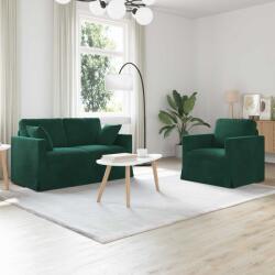 vidaXL Set de canapea 2 pcs Verde închis 138 x 78 x 80 cm Catifea GartenMobel Dekor (3407509) Canapea