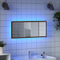 vidaXL Oglinda de baie LED stejar maro, 100x8, 5x37 cm lemn prelucrat GartenMobel Dekor (856274)