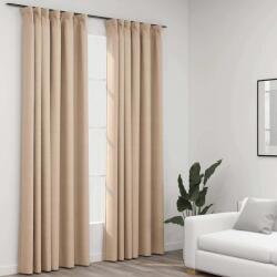 vidaXL Draperii opace aspect in, cu carlige, 2 buc. bej, 140 x 245 cm GartenMobel Dekor (321214)