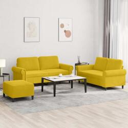vidaXL Set de canapele cu perne, 3 piese, galben, catifea GartenMobel Dekor (3202226) Canapea