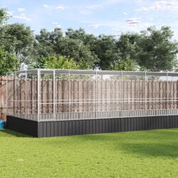 vidaXL Voliera de pasari cu extensie, argintiu, 932x307x212 cm, otel GartenMobel Dekor (3214279)