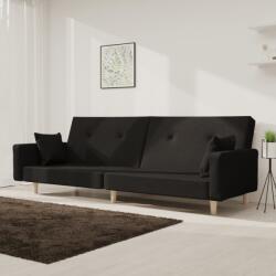 vidaXL Canapea extensibila cu 2 locuri, 2 perne, negru, textil GartenMobel Dekor (375743) Canapea