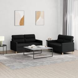 vidaXL Set de canapele cu perne, 2 piese, negru, textil GartenMobel Dekor (3201572) Canapea