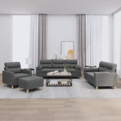 vidaXL Set de canapele cu perne, 4 piese, gri închis, material textil GartenMobel Dekor (3201561) Canapea