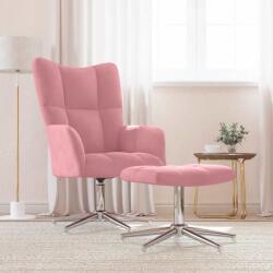 vidaXL Scaun de relaxare cu taburet, roz, catifea GartenMobel Dekor (328132)