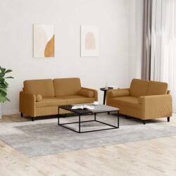 vidaXL Set de canapele cu perne, 2 piese, maro, catifea GartenMobel Dekor (3202001) Canapea