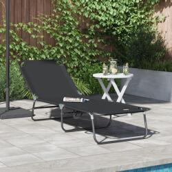vidaXL Sezlong pliabil Negru 600D GartenMobel Dekor (42003141)
