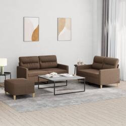 vidaXL Set de canapele cu perne, 3 piese, maro, textil GartenMobel Dekor (3201579) Canapea