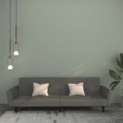 vidaXL Canapea extensibila cu 2 locuri, gri închis, catifea GartenMobel Dekor (375859) Canapea