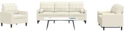vidaXL Set de canapele cu perne/rulouri, 3 piese, crem, catifea GartenMobel Dekor (3278379) Canapea