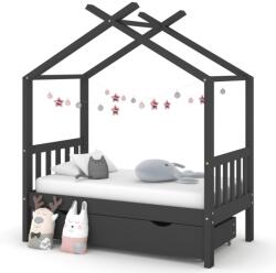 vidaXL Cadru pat copii cu sertar gri închis 70x140 cm lemn masiv pin GartenMobel Dekor (322151)