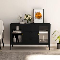 vidaXL Servanta, negru, 105x35x70 cm, otel si sticla securizata GartenMobel Dekor (336076) Comoda