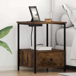 vidaXL Cabinet de noptiere cu statie de încarcare Stejar afumat GartenMobel Dekor (859434)